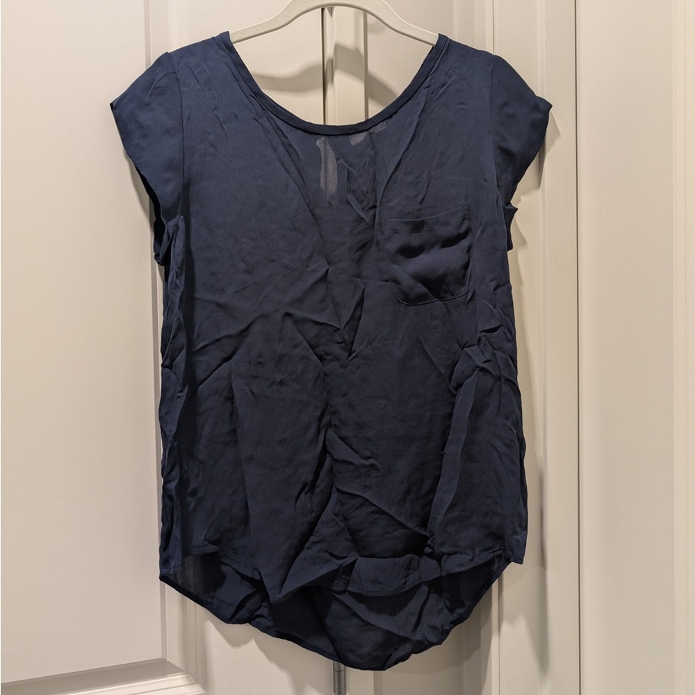 Joie Navy Silk Rancher Top - Picture 3 of 3